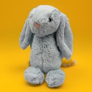 Jellycat Bashful Beau Blue Bunny Rattle Plush Stuffed Animal Med 12 in Retired